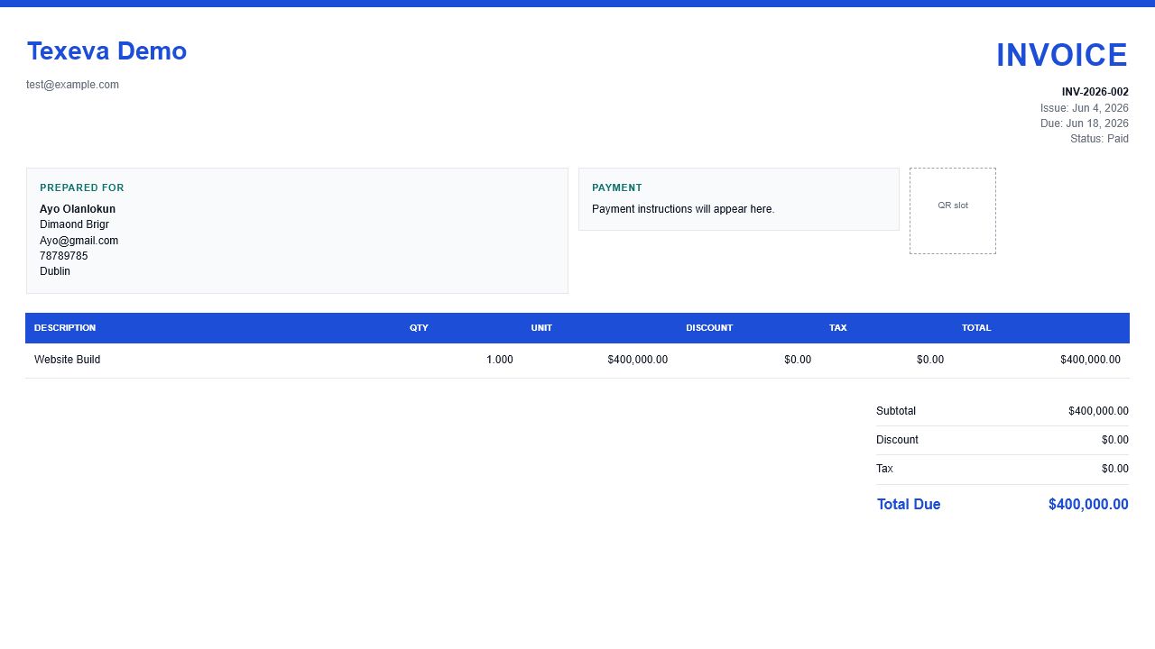Quotes & Proposals in Texeva